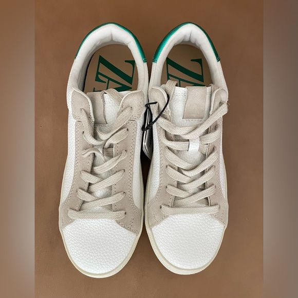 New Zara Animal Print Trim Sneakers
Size: 6-1/2 * Color: White - Picture 2 of 5